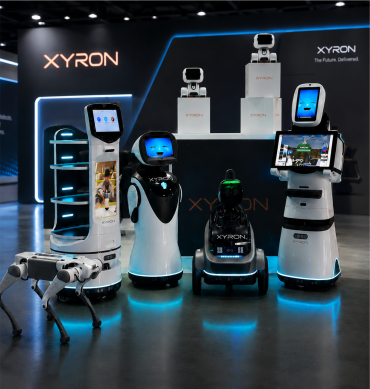 Família de robôs Xyron Robotics para limpeza, recepção, transporte e segurança